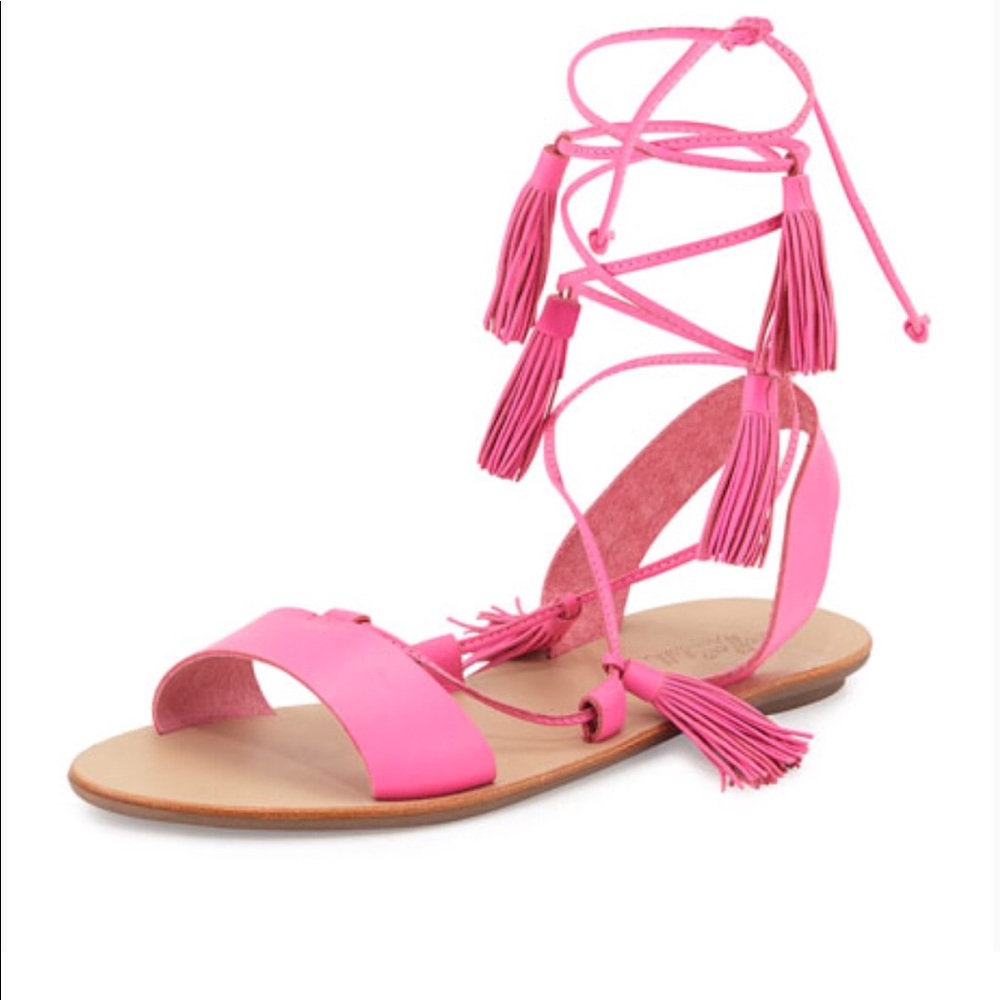 Pink Loeffler and Randall Leather Tassel Sandals